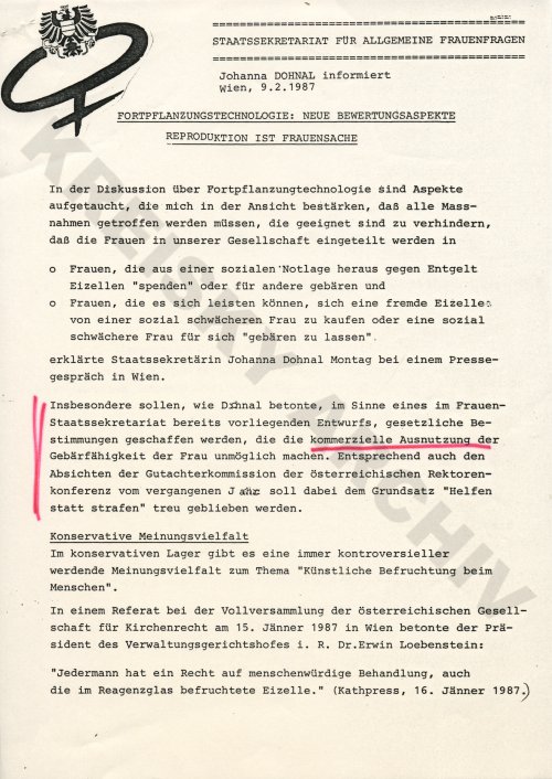 Presseaussendung 1987  	