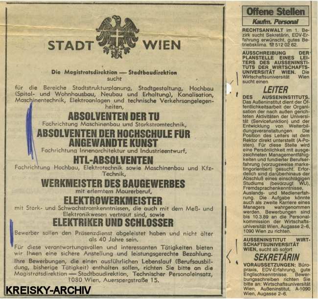 Stellenanzeigen 1980/1989