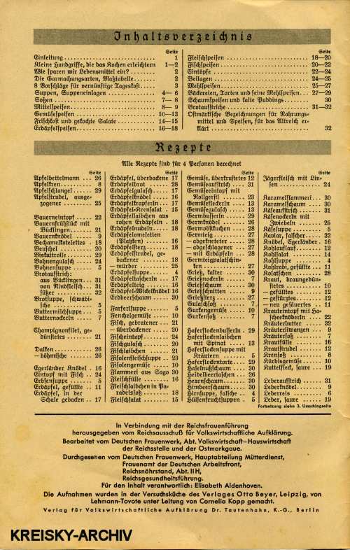 Kochbuch ca. 1942
