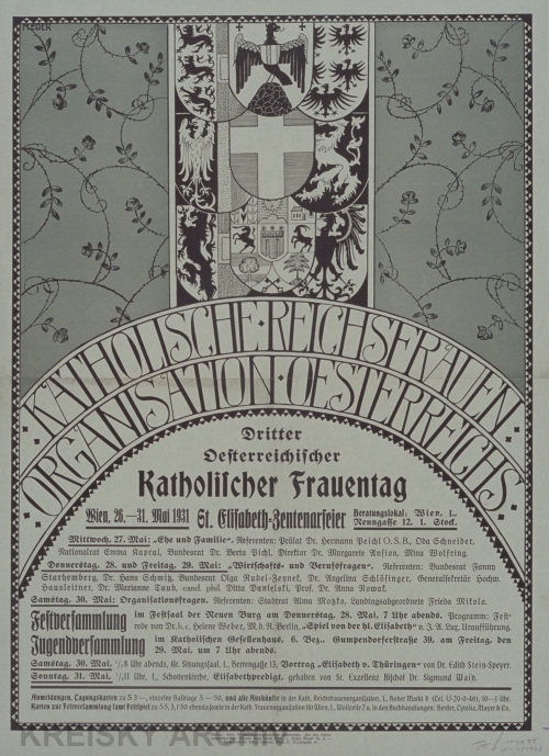 Plakat der Katholischen Reichsfrauenorganisation Österreichs 1931